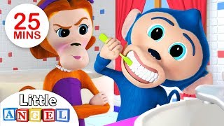 Non Non Brosse Tes Dents avec Bébé Singe  Comptines par Little Angel  Français [upl. by Meerek]