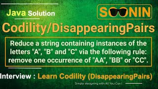 Interview Java  Codility  Disappearing Pairs Reduce a string containing instances of A B C [upl. by Llezniuq92]