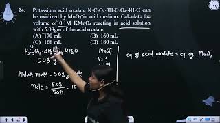 Potassium acid oxalate K2C2O4 3H2C2O4 4H2O can be oxidized by MnO4 in acid medi [upl. by Tiras184]