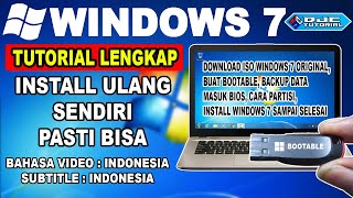 CARA INSTALL WINDOWS 7 LENGKAP  Download ISO Buat Bootable Backup Data Masuk Bios Install [upl. by Aurelea]