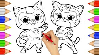 Superkitties Disney Jr Spark and Buddy  Drawing Painting and Coloring for Kids [upl. by Eveivenej]