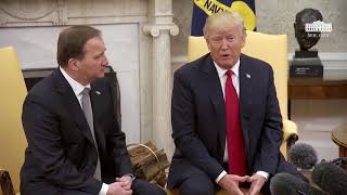 President Trump Meets with Prime Minister Stefan Löfven [upl. by Nsaj]