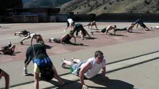 Group exercise at Red Rocks park and amphitheatre  Morrison Colorado [upl. by Cirederf770]