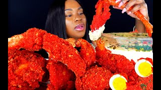 KING CRAB SEAFOOD BOIL MUKBANG  FRIED HOT CHEETOS  SEAFOOD  MUKBANG  ALFREDO SAUCE  ASMR EATING [upl. by Starla501]