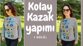 KOLAY KAZAK YAPIMI CROCHET CARDİGAN DIY [upl. by Tallia]