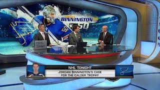 NHL Tonight Calder Trophy talk The crew makes Binningtons Calder Trophy case Apr 3 2019 [upl. by Kruger]