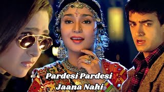 Pardesi Pardesi Jana Nahi  Lyrics  Aamir Khan  Karisma  Udit Narayan  Alka Yagnik [upl. by Berri12]