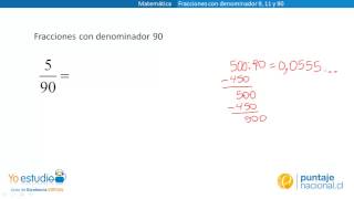 Matemática  Patrones matemáticos  Fracciones con denominador 9 11 y 90 [upl. by Yecak]