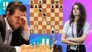 Historical chess game 97 Magnus Carlsen vs Tania Sachdev [upl. by Shriver156]