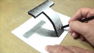 How To Draw A 3d Letter T  Easy Trick Art [upl. by Ardin]