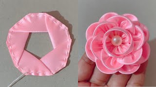 DIY How to make an adorable fabric rose flower in just few minutes  DIY Ribbon Flowers [upl. by Salesin621]