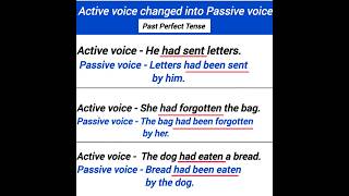 active voice changed into passive voice past perfect tense [upl. by Ahsotal]