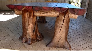 Rustic Outdoor Table Woodworking with a Chainsaw [upl. by Nims]