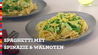 Spaghetti met spinazie en walnoten  Gezond Recept  Voedingscentrum [upl. by Cotter]