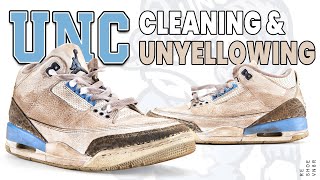 How to Clean and Remove Yellowing on Air Jordan 3 UNC [upl. by Misty]