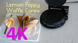 Lemon Poppy Waffle Cones with the Chefs choice 838 waffle cone express in 4K [upl. by Colin]