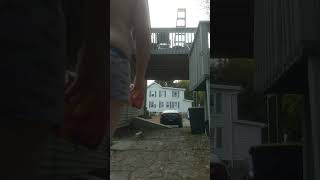 Kicking A Deflated Football Onto The Backporch And Goes In The Bucket In Regular Motion [upl. by Illac]