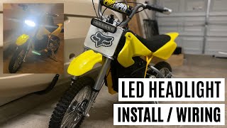 Razor MX650 MX500 SX500 LED Headlight Install Wiring 48V 60V 72V 12V Light Bar [upl. by Yahiya]