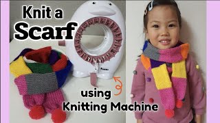 Knit a scarf using 22 needles knitting machine [upl. by Moser]