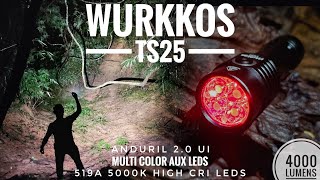 Wurkkos TS25 4000lm EDC 21700 Flashlight Quad TIR Optic With Multi Color Aux LEDs amp Comparison [upl. by Aden]