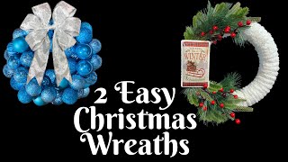 2 Easy Christmas Wreaths  Easy Winter Wreath  Easy Wreath Tutorial  DIY Christmas Decor [upl. by Rexferd]