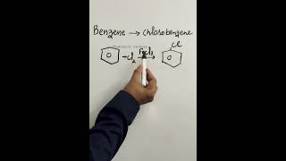 Benzene to Chlorobenzene  Electrophilic substitution reaction short [upl. by Sitruc]