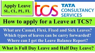 How To Apply For leave at TCS  Earned Leave Sick Leave Casual Leave Flexi Leave tcs jobs2022 [upl. by Giddings]