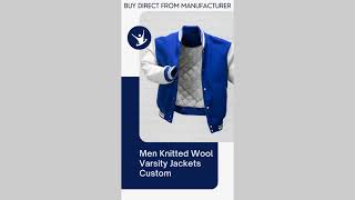 Men Blue Knitted Wool Custom Varsity Letterman Jackets Wholesale  Sportswear Manufacturer [upl. by Nylecsoj]