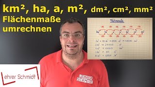 Maßeinheiten umrechnen  Flächenmaße  km² ha a m² dm² cm² mm²  Lehrerschmidt [upl. by Natalie]