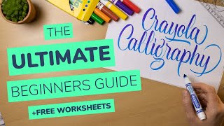 How To Do Crayola Calligraphy  FREE Worksheets [upl. by Abocaj]