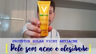 Protetor Solar Vichy Antiacne   Pele sem acne e oleosidade [upl. by Neehsuan]