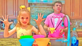 Nastya and dad pretend to play with magic book  Magic toys for kids [upl. by Adiell]