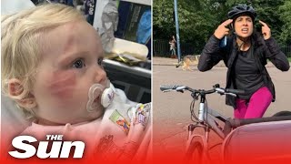 Furious row after toddler ‘hit and dragged by cyclist’ [upl. by Ardnohsal]