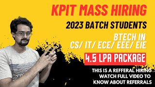 KPIT Mass Hiring 2023 Batch  BTech Students  Watch Full Video [upl. by Ullman205]