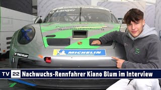 MOTOR TV22 NachwuchsRennfahrer Porsche Carrera Cup Deutschland Kiano Blum im Interview [upl. by Shriner]