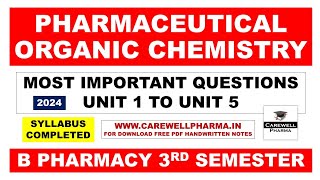 Most Important Questions of Pharmaceutical Organic Chemistry 2  B pharma 3rd sem  Carewell Pharma [upl. by Sielen]