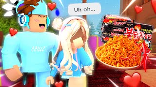 SPICY NOODLES CHALLENGE With My Girlfriend In MM2 [upl. by Cassie]