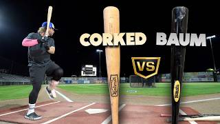 CORKED BAT vs BAUM BAT  Wood Baseball Bat Review [upl. by Stephi911]