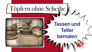 Töpfern für Anfänger  ohne Töpferscheibe Teeservice im Landhausstil [upl. by Diarmit483]