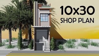 10X30 MARKET HOUSE PLAN  1030 SHOP PLAN 10 BY 30 HOME DESIGN [upl. by Muriel]