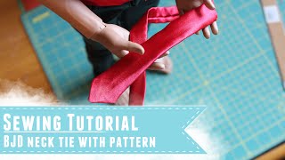 Sewing tutorial How to make a neck tie for BJDs with pattern tutorial [upl. by Yror]