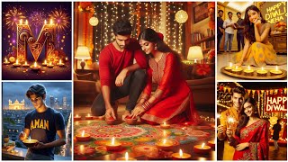 Beautiful Happy Diwali 🪔 Name AI Photo Editing II Couple Ai Images in Bing Image Creator video [upl. by Gerdeen29]