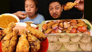 KFC Drumstick Crunchy big chicken momo Chilly sausage Mukbang [upl. by Nabe]