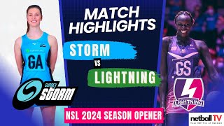 NSL 2024 Season Opener Game 2 Loughborough Lightning vs Surrey Storm  Netball Highlights [upl. by Aholah]