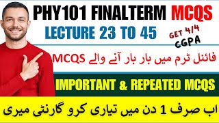 PHY101 Important amp Repeated MCQS Final Term 2024  Phy101 final term preparation 2024  Phy101 [upl. by Hosfmann]