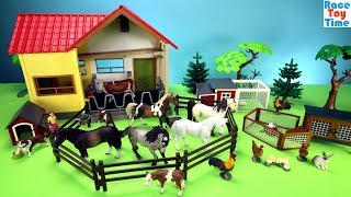 Toy Farm Animals Schleich Playsets Build and Play Toys [upl. by Eniad]