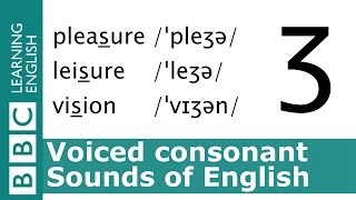 English Pronunciation 👄 Voiced Consonant  ʒ  pleasure leisure and vision [upl. by Haduhey]