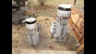 Two Rocket stoves made from cinder blocks [upl. by Romonda490]