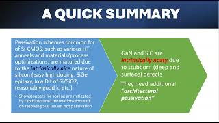 Process technology hot topics passivation comparison SiCMOS and GaN SiC power devices [upl. by Eterg]