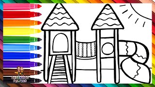 Desenhar e Colorir um Parquinho Arco Íris 🛝🌈 Desenhos para Crianças [upl. by Duky]